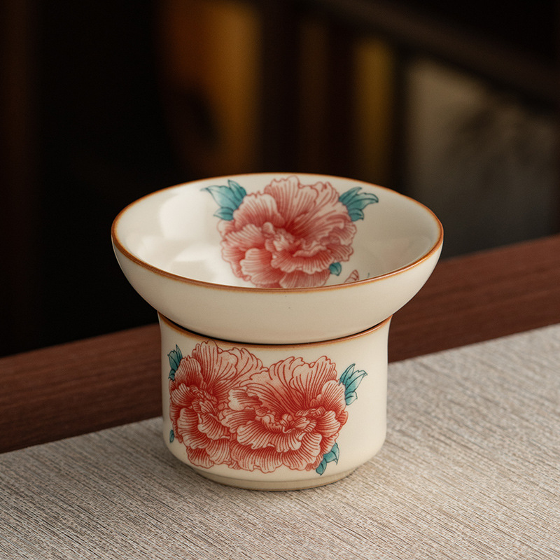 汝窯牡丹花茶漏