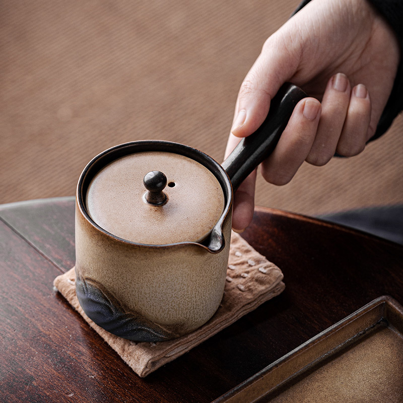 蒼山釉燒側把壺