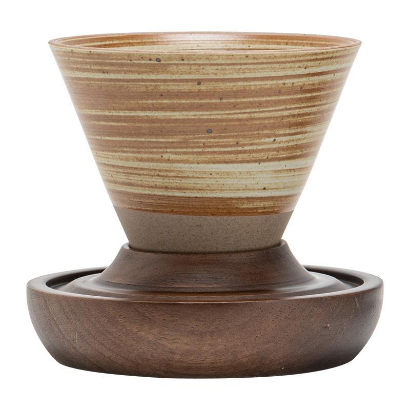 手作粗陶漏斗咖啡杯手