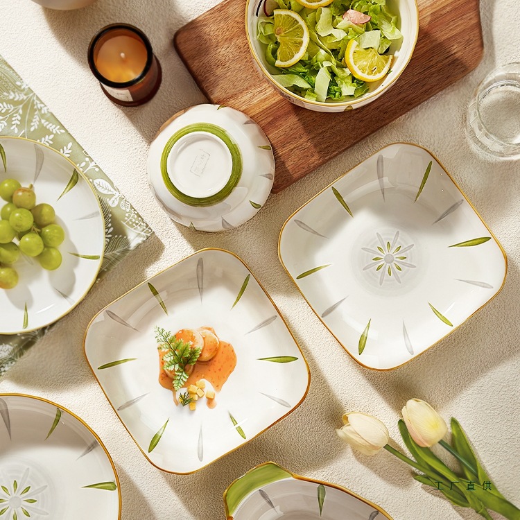 四角方盘陶瓷盘子菜盘飯碗