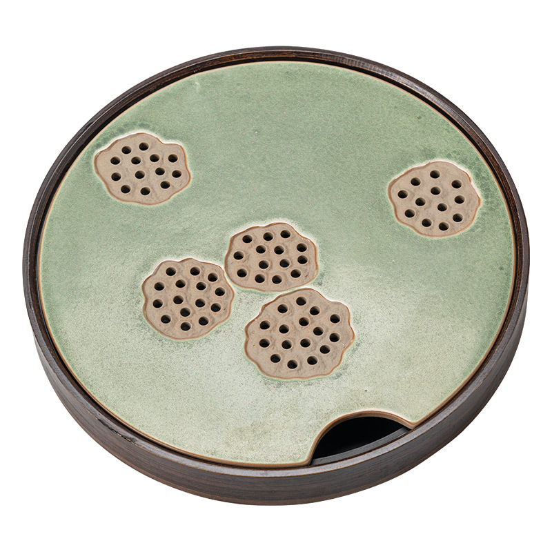 窯變星空翠綠復古茶盤