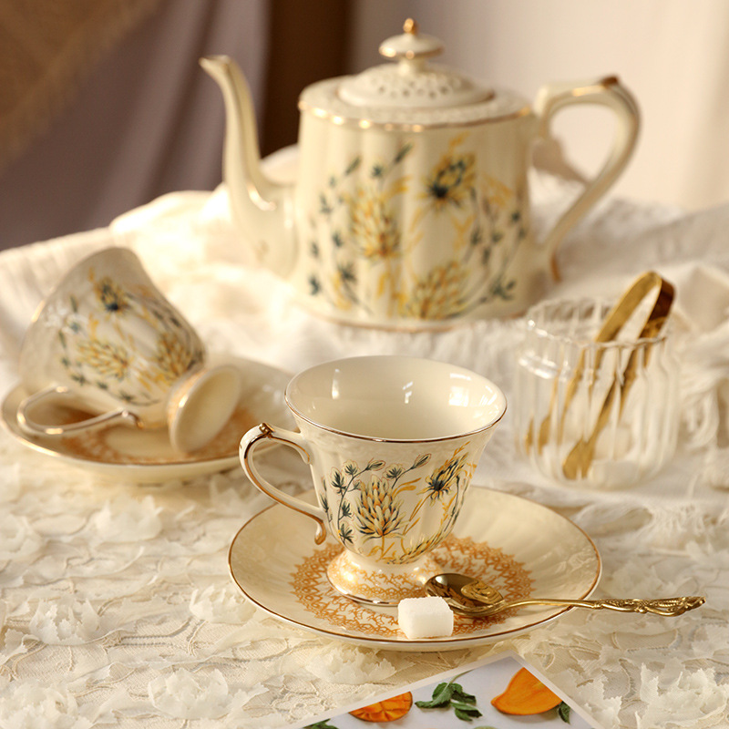 法式復古金穗描金宮廷咖啡杯碟