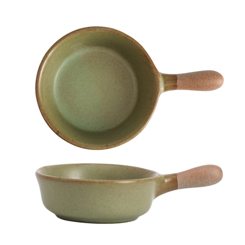 日式粗陶帶柄蘸料碟