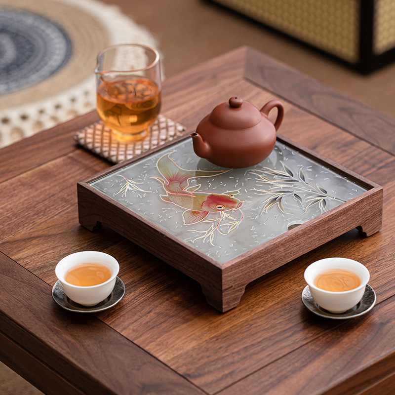 胡桃木長方形幹泡茶盤