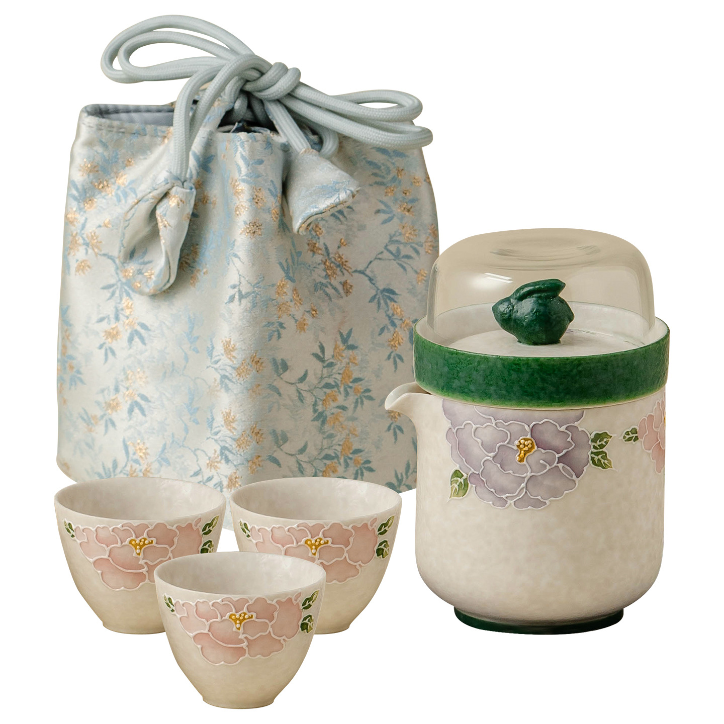 堆雕牡丹陶瓷泡茶杯