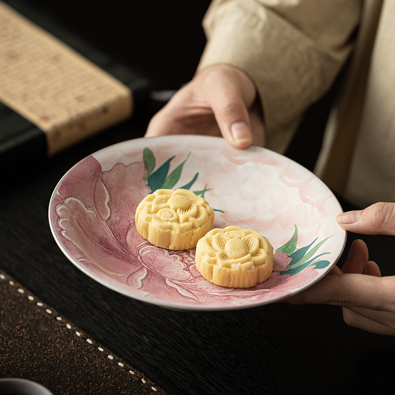 老岩泥淡妝牡丹壺承