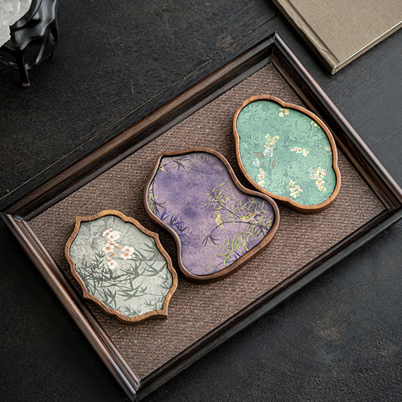 胡桃木復古風茶盤壺承