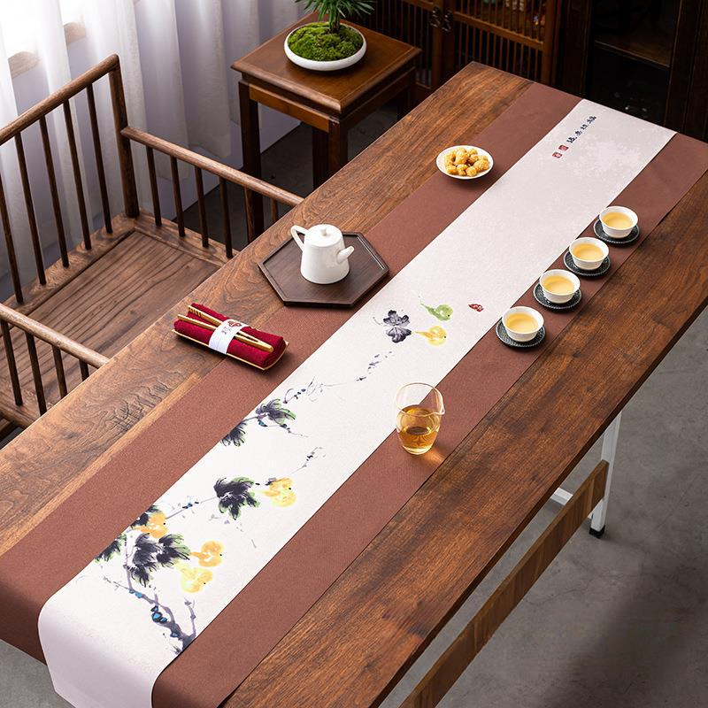 茶桌席墊禪意防水布藝茶巾桌旗墊