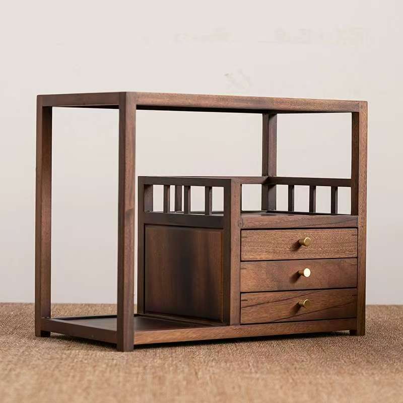 胡桃木桌面置物架