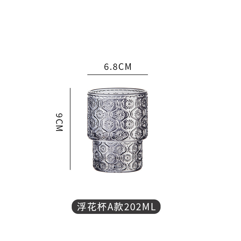 可叠海棠花浮雕玻璃杯