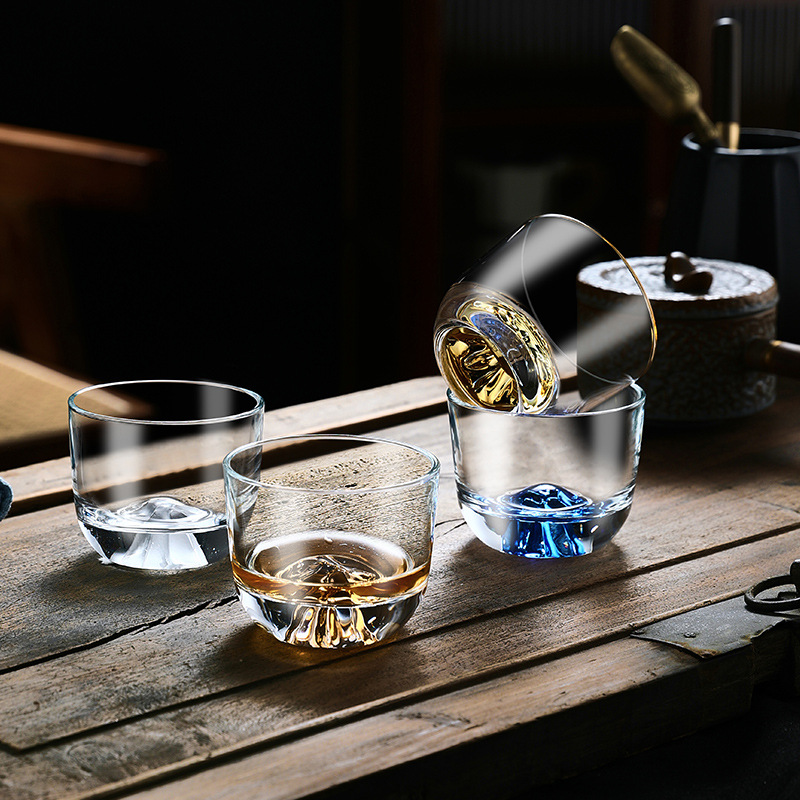 日式富士山金底咖啡杯酒杯