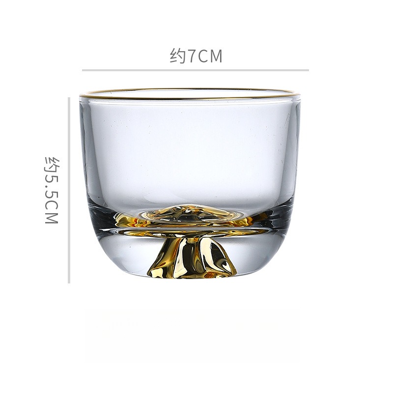 日式富士山金底咖啡杯酒杯