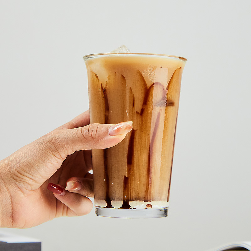 日式反口卷邊玻璃咖啡杯