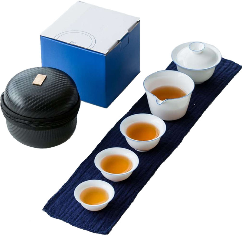 快客杯一壺三杯白瓷蓋碗