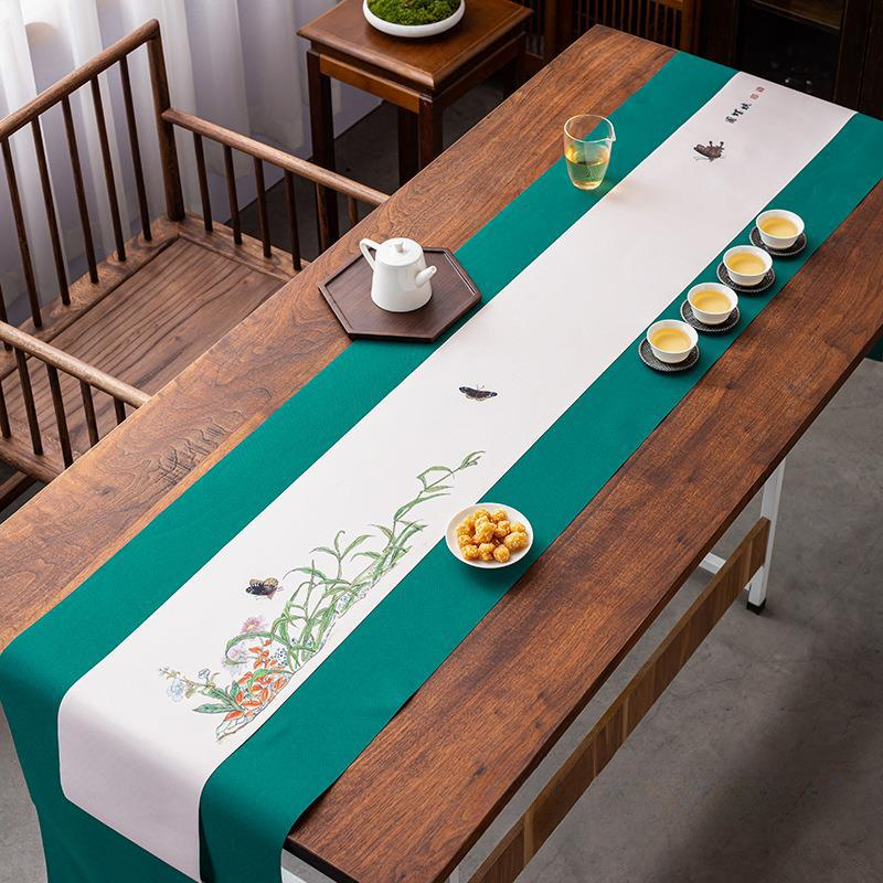 茶桌席墊禪意防水布藝茶巾桌旗墊