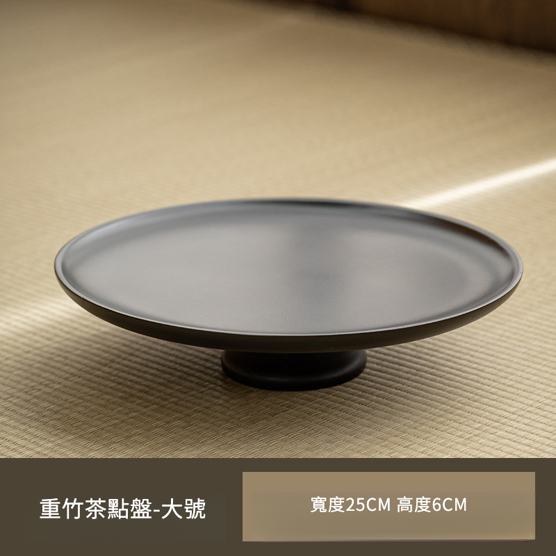 重竹材質圓形日式茶點高腳盤