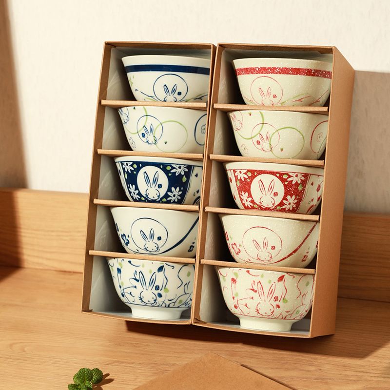 日式創意玉兔陶瓷米飯碗