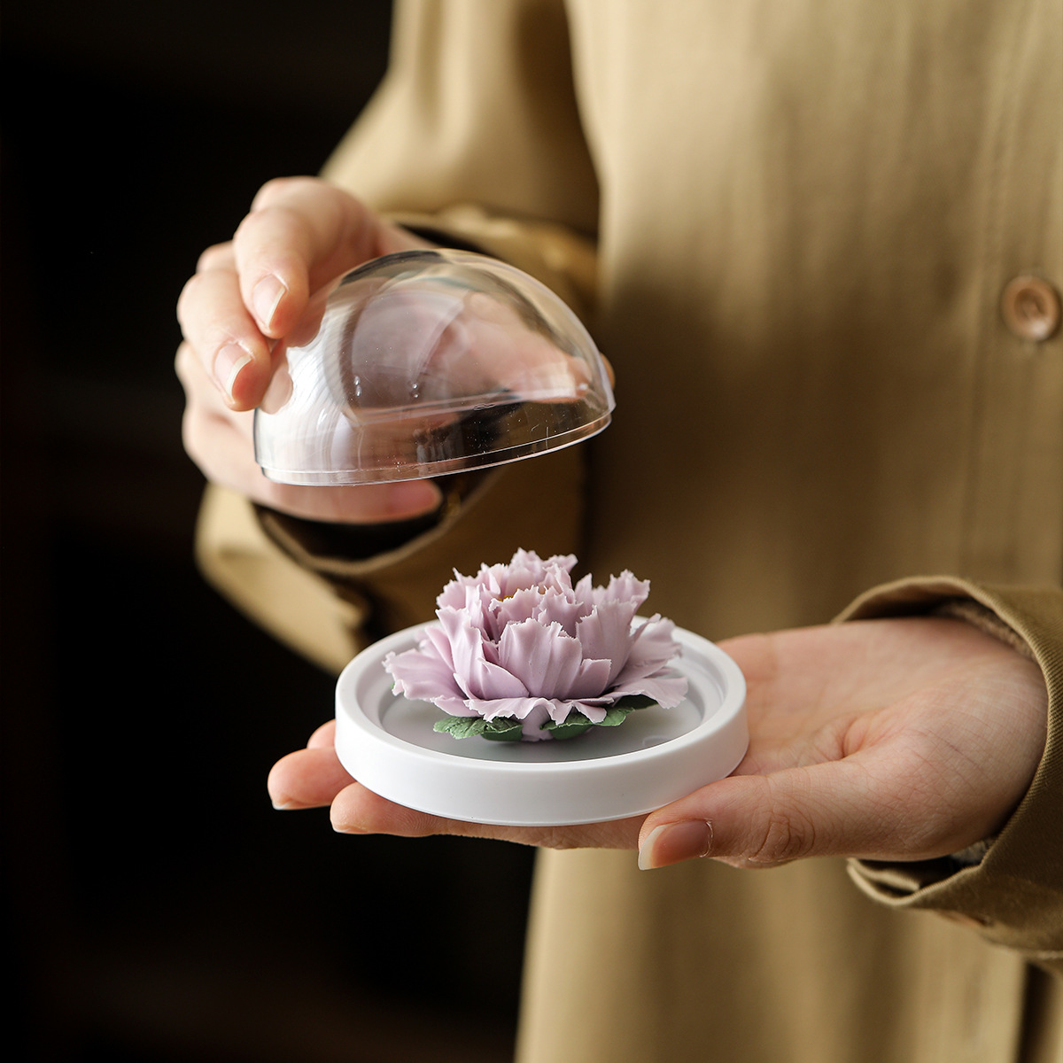 小號手工捏花牡丹花陶瓷香薰擴散器