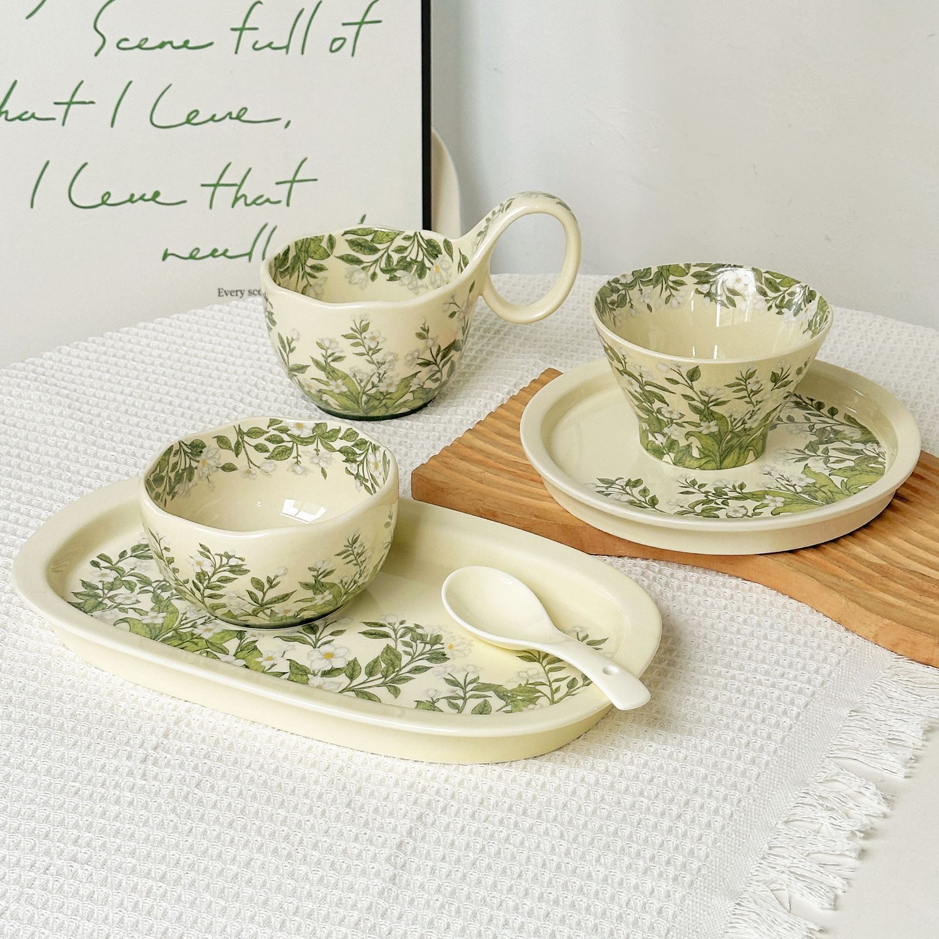 茉莉花六件套餐具套裝