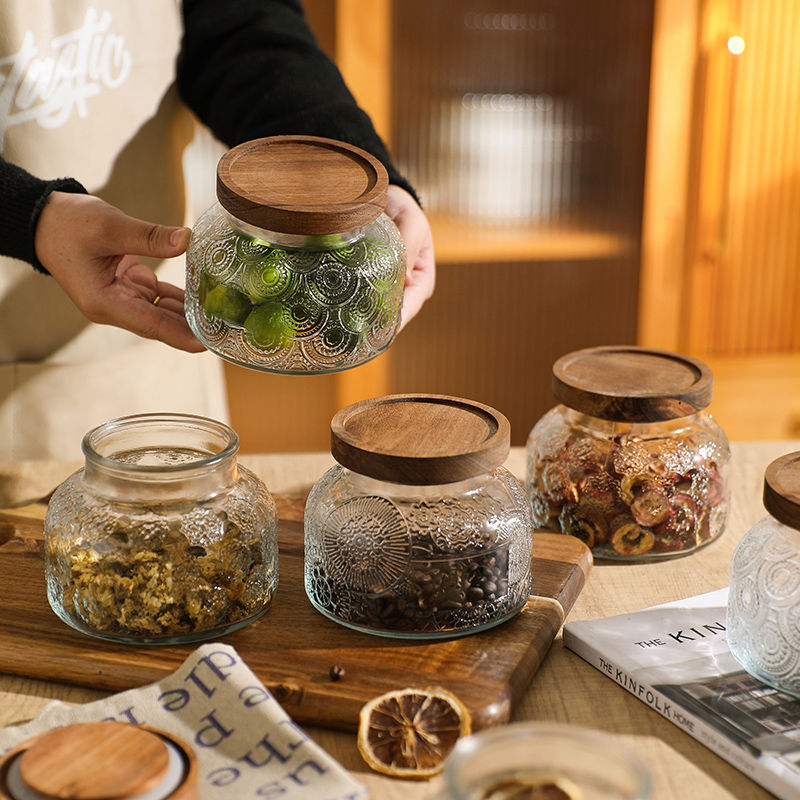 復古浮雕玻璃罐密封罐