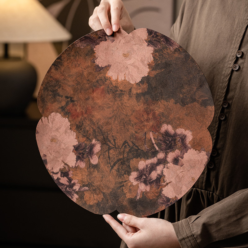 香雲紗牡丹雙面防水杯墊