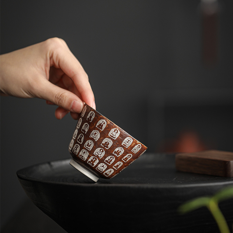 中式禪意萬佛窯變陶瓷品茗杯