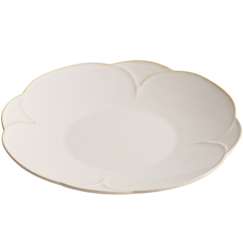 米黃花瓣陶瓷平盤