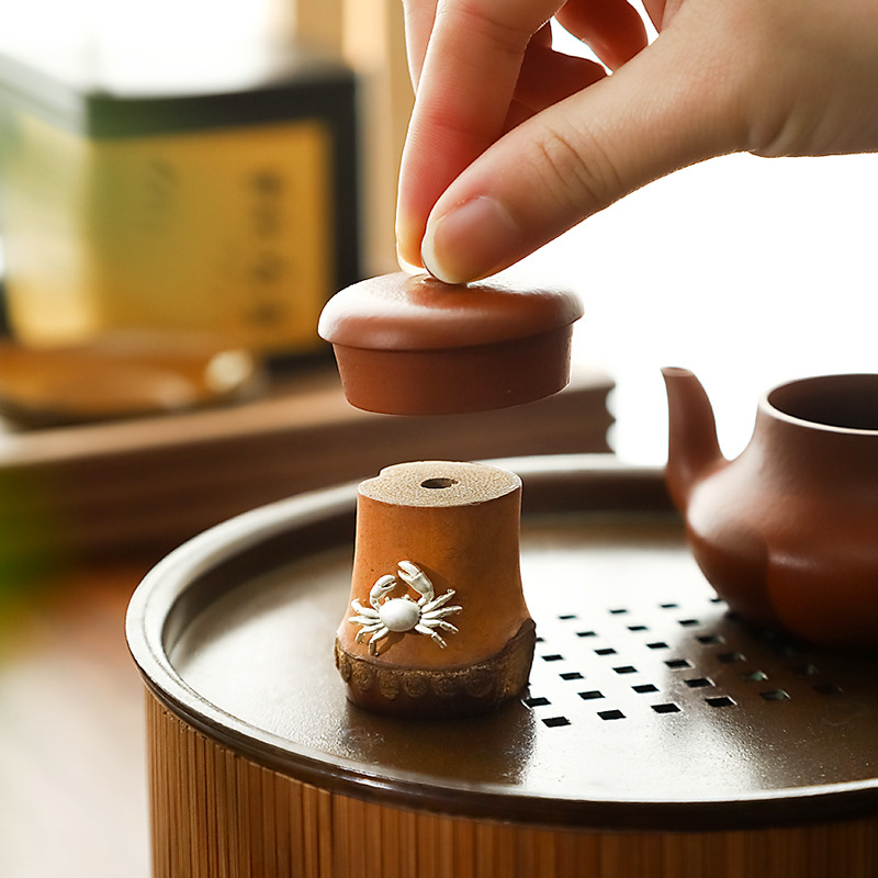 竹根壺承杯托蓋置