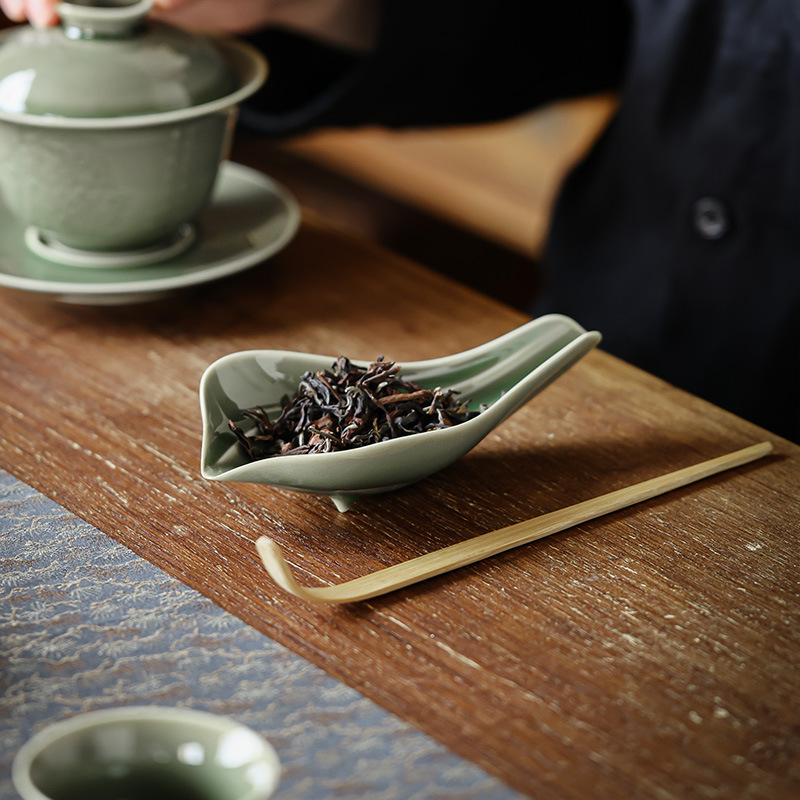 越窯青瓷四葉草茶則