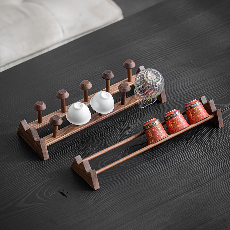 胡桃木置物茶杯架子