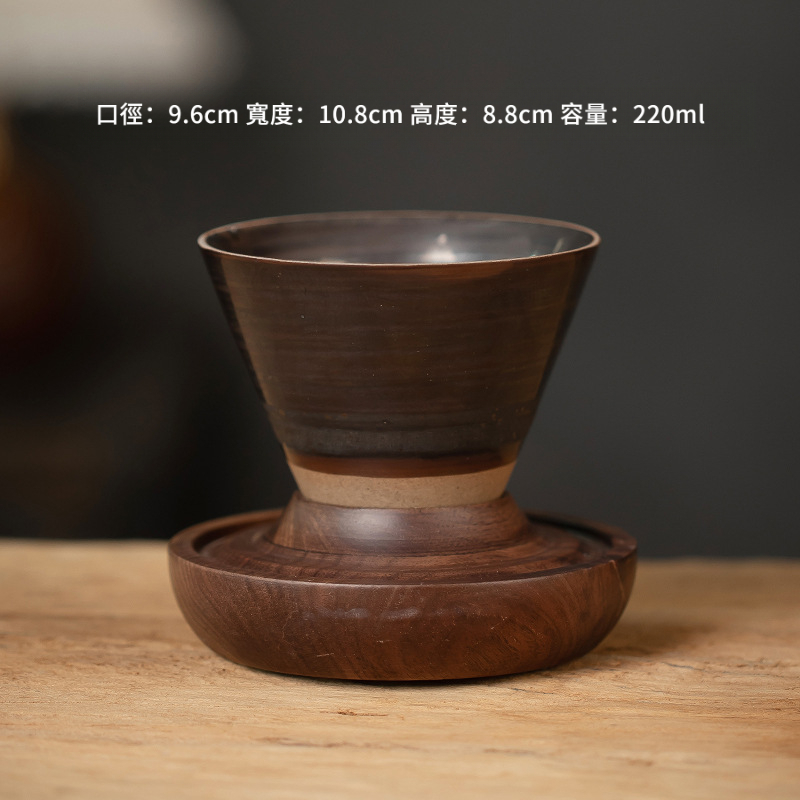 復古粗陶漏斗咖啡杯蝶