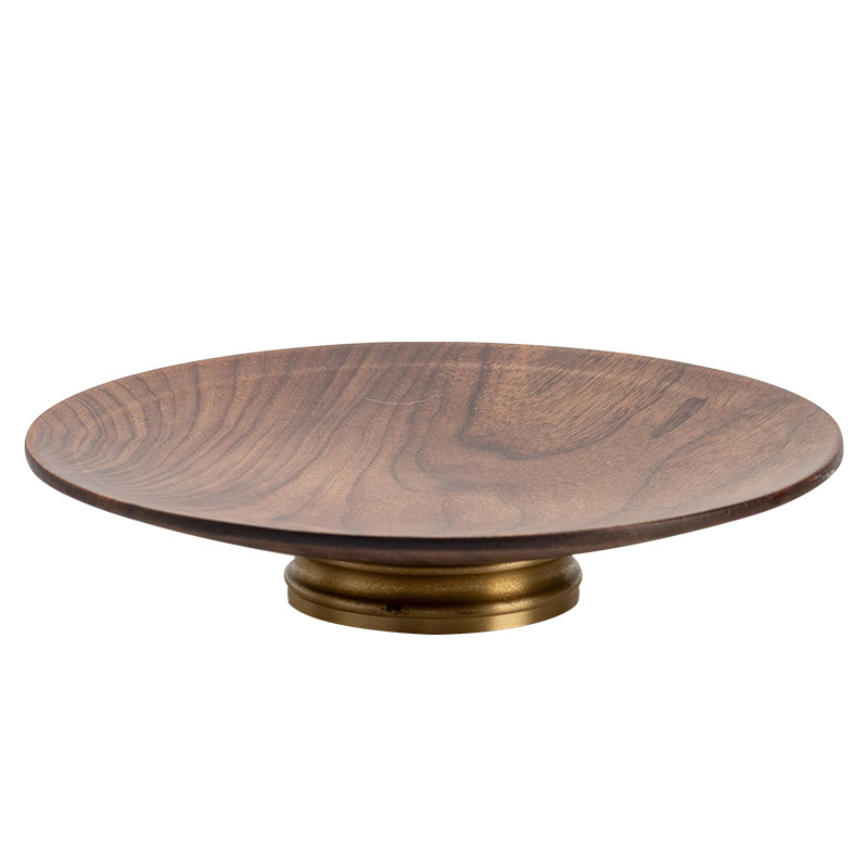 黑胡桃木日式銅圈茶點盤