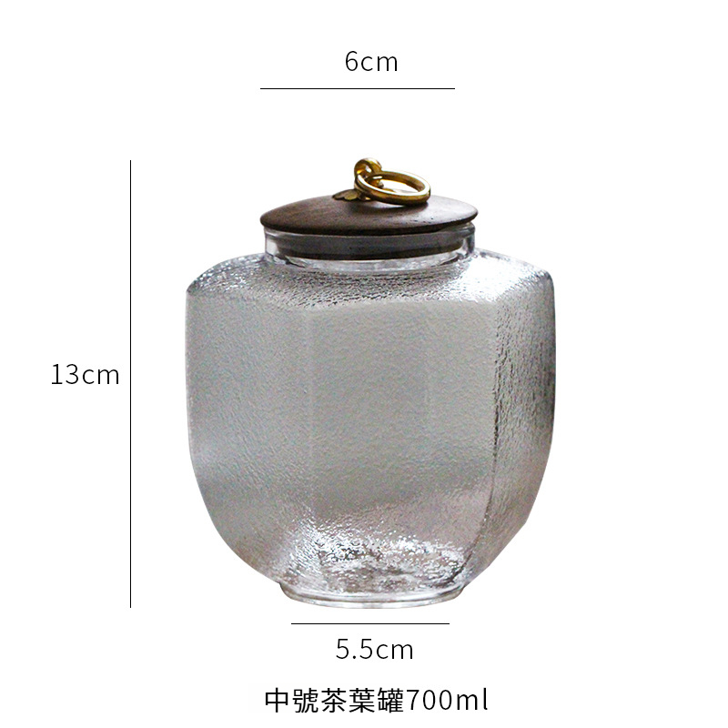 日式錘紋復古銅扣玻璃茶倉