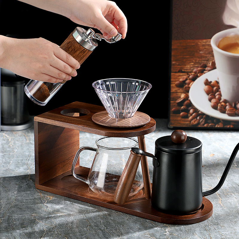 手沖咖啡木質收納架全套