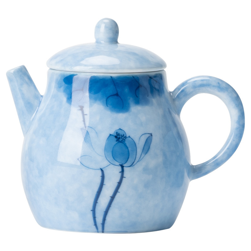 手繪藍蓮花集鼎壺