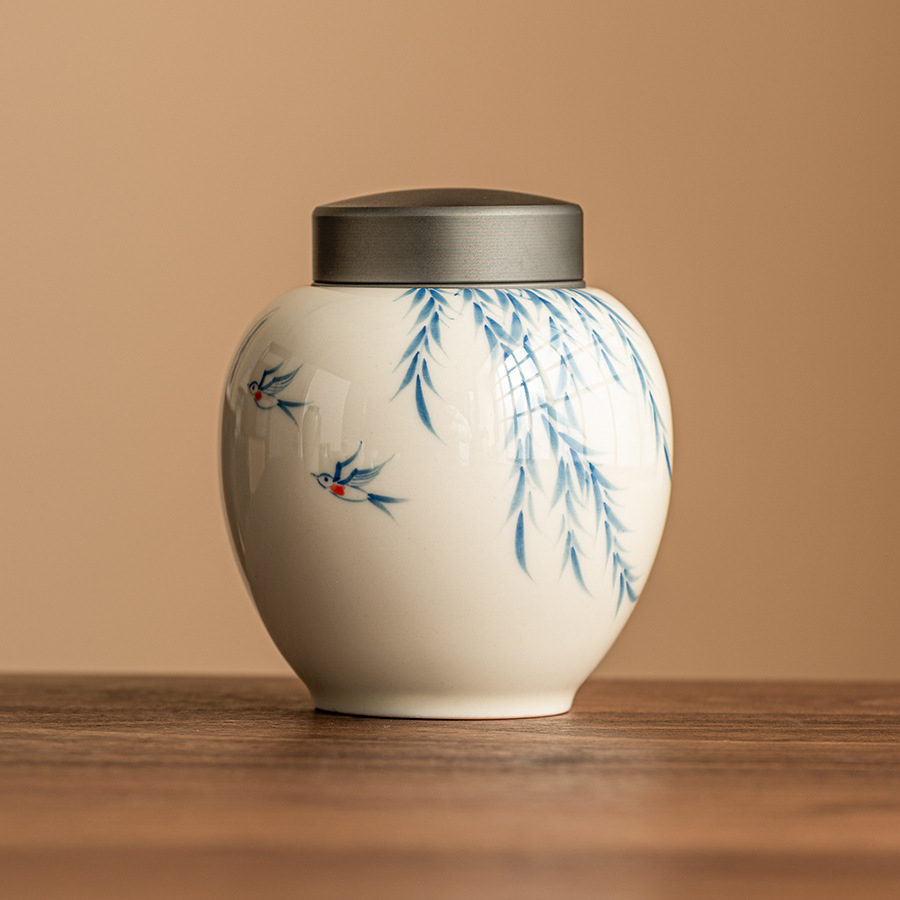 暖鶯新柳茶葉罐