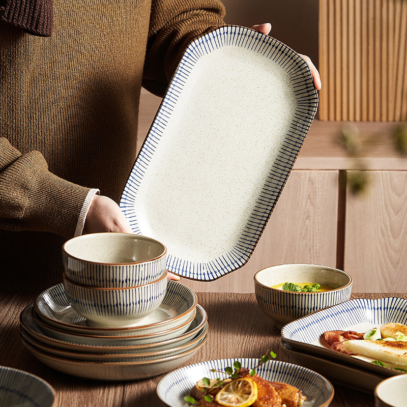 日式和風藍雨系列餐具套裝