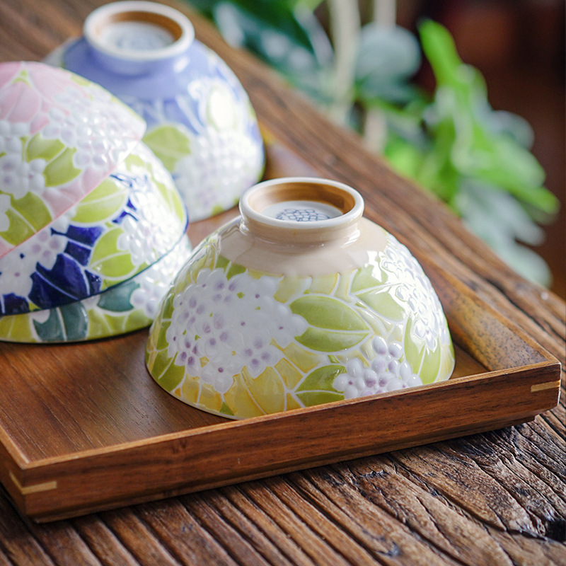 日本進口家用花朵田園風米飯碗