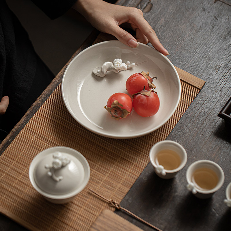 草木灰梅花壺承果盤