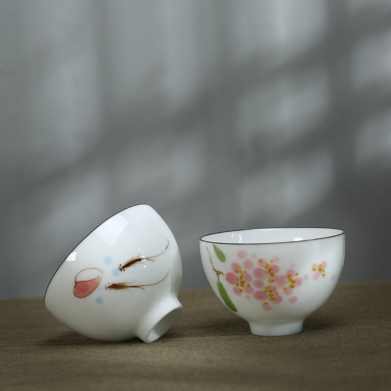 手繪白瓷茶杯套裝