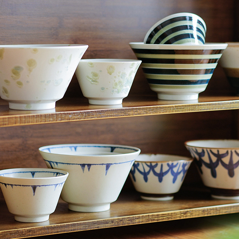 日式復古釉下彩米飯碗拉麵碗