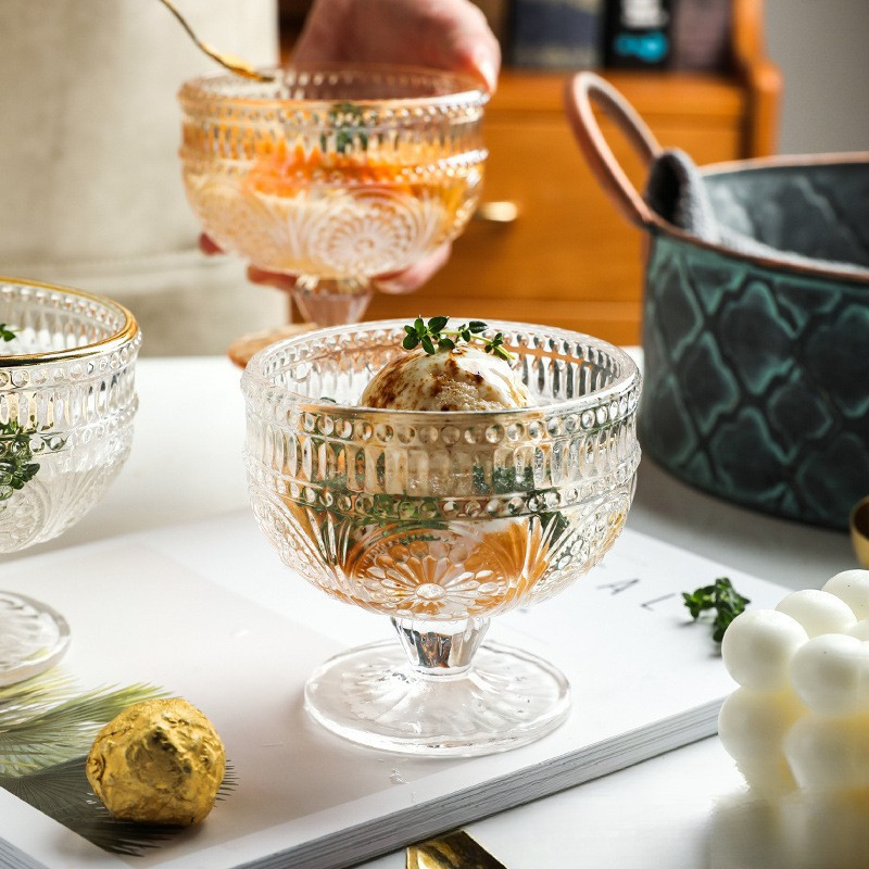 復古太陽花冰激凌奶昔杯