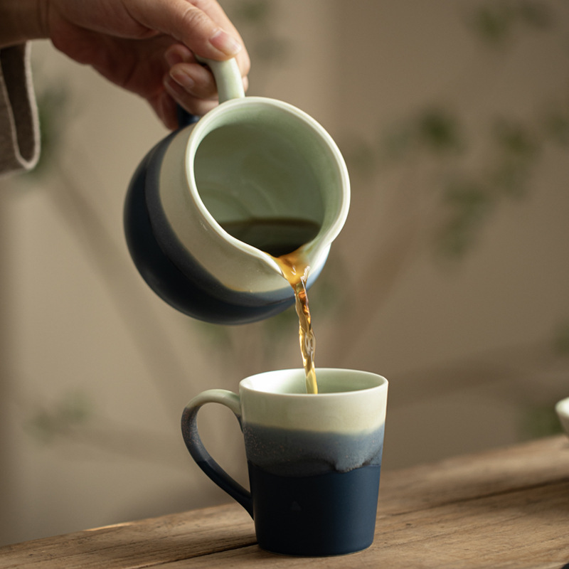 漸變釉陶瓷手沖咖啡壺套裝