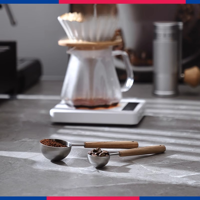 水曲柳木咖啡不鏽鋼咖啡量粉粉勺