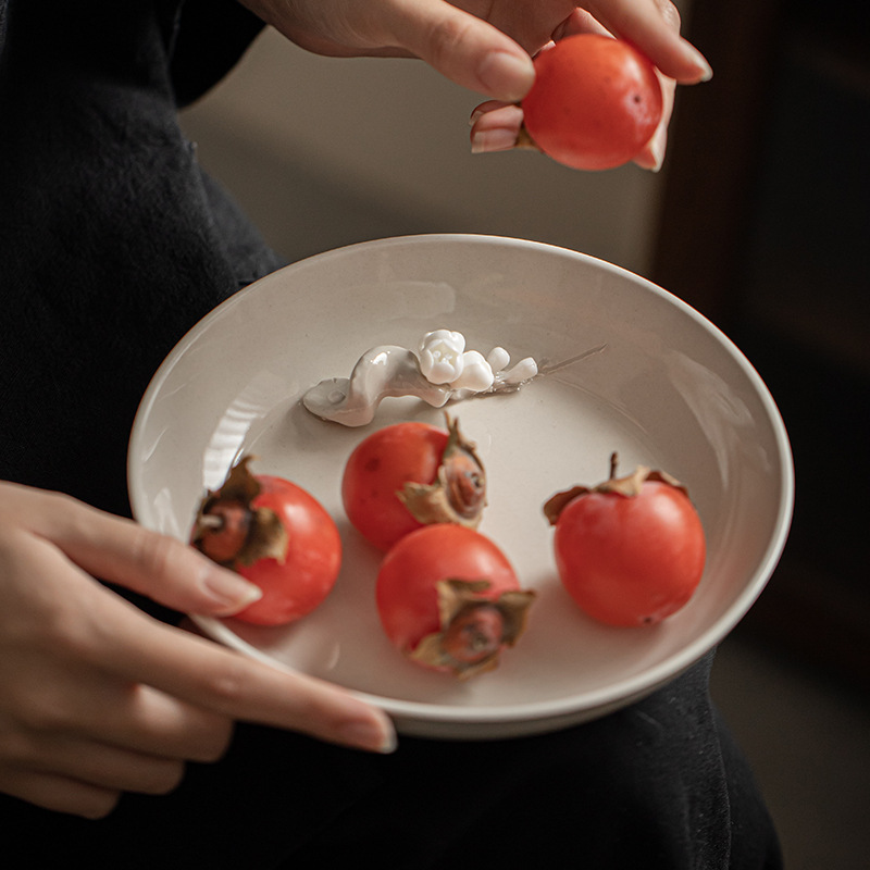 草木灰梅花壺承果盤