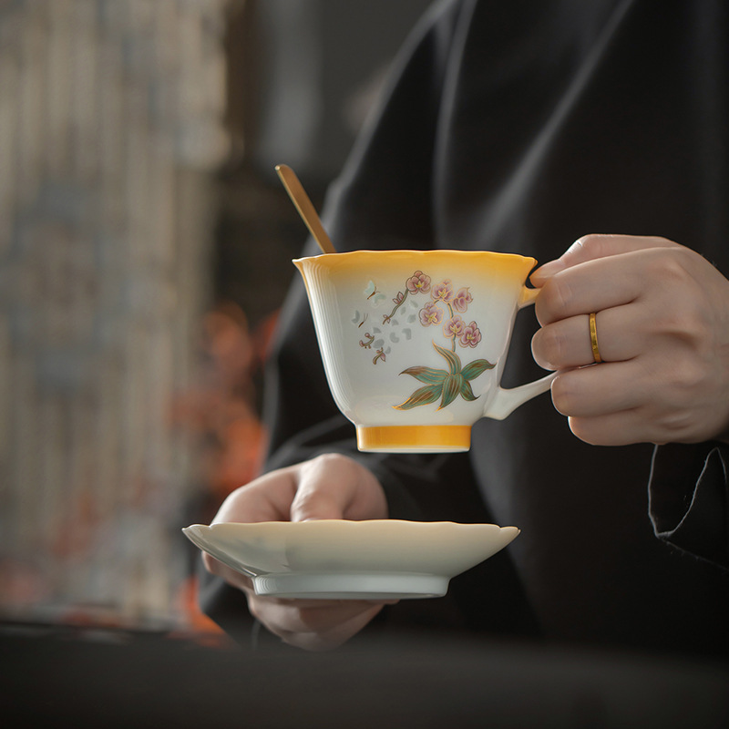 玲瓏花神咖啡杯碟