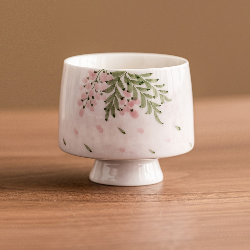 手繪紫藤花高足杯