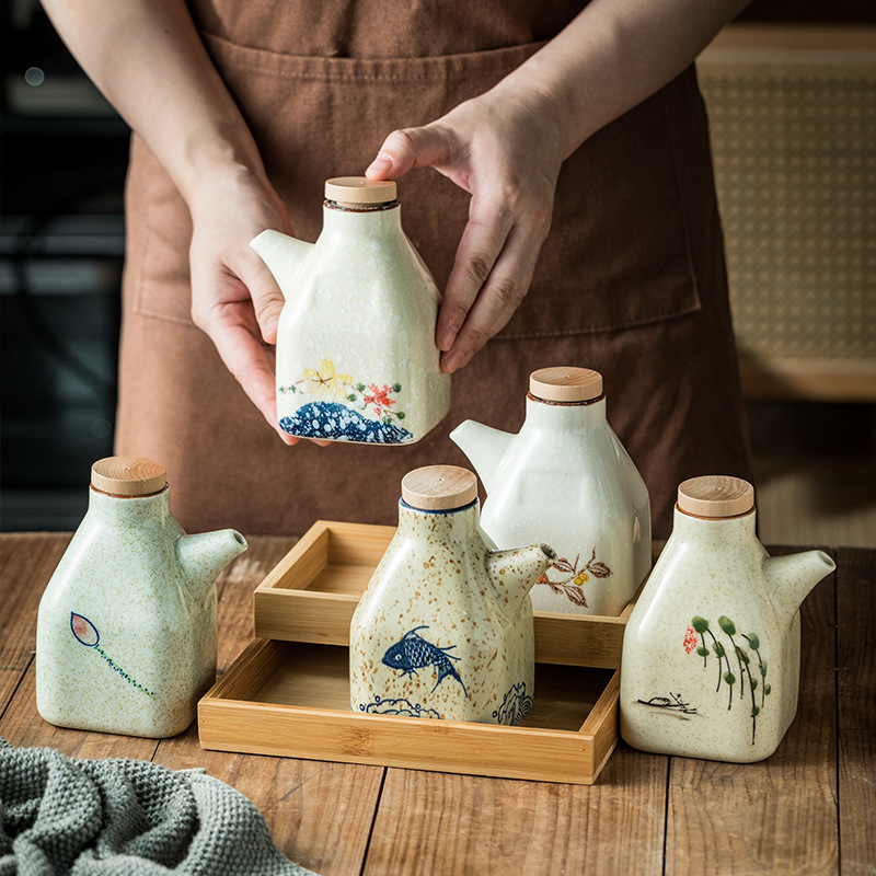 日式陶瓷清彩油壺調料壺