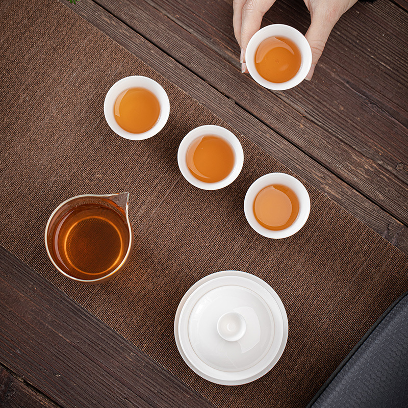 羊脂玉白瓷旅行茶具