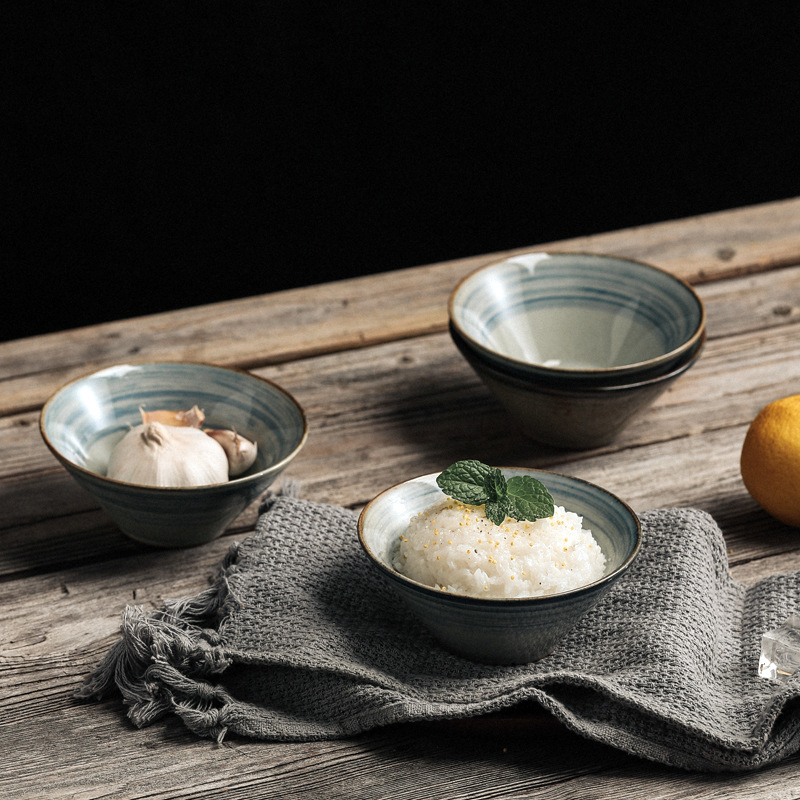 日式青雲手繪陶瓷5英吋斗笠碗